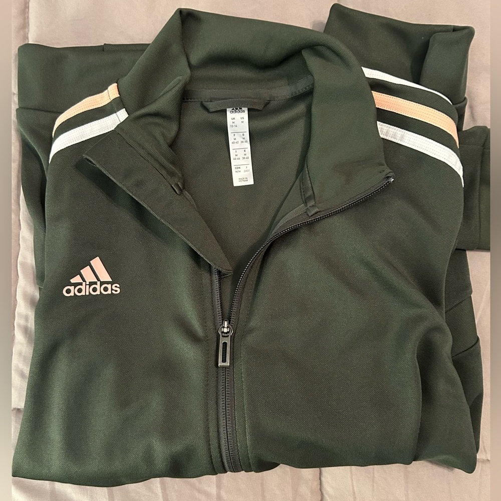 Adidas dark green/pink/white jacket